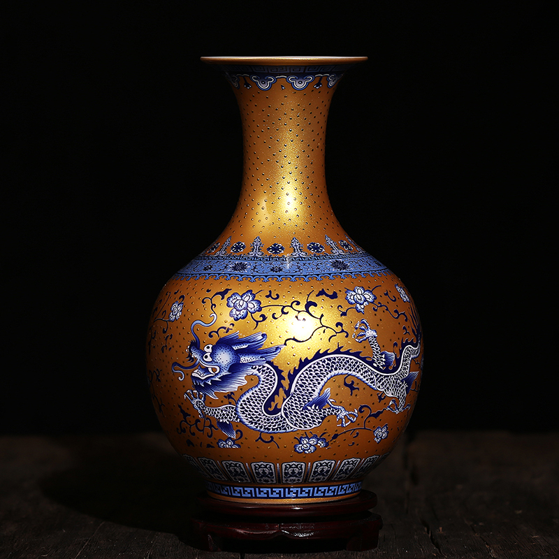 Jingdezhen ceramics in vases, crystal glaze antique vase dragon home sitting room adornment is contracted furnishing articles