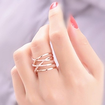 Korean luxury diamond cross multi-layer opening ring chic hipster student cold wind ring female Joint ring