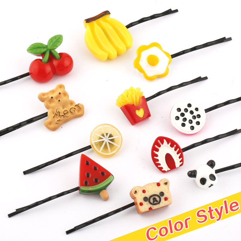 Cute hair ornaments cherry word clip Japan and South Korea version of the Harajuku hairpin Strawberry hair clip edge clip fruit lemon jewelry headdress