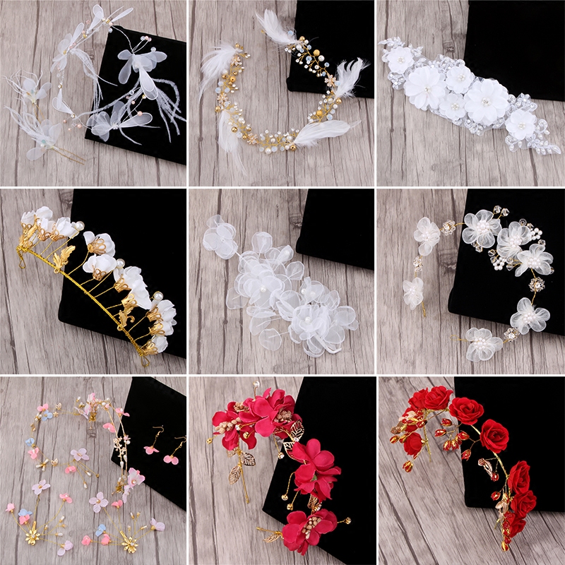 Red bean bridal headdress new atmospheric Korean forest flower garland wedding dress white hair accessories Photo studio wedding jewelry