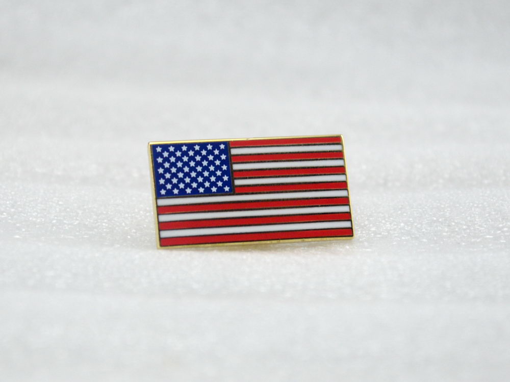 Square American Flag Starred Flag Metal Badge Brooch Collar Badge