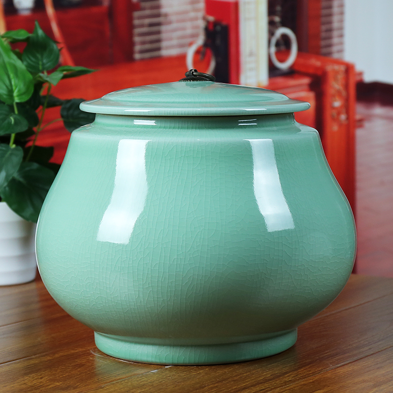 Jingdezhen ceramic ware antique open sheet storage jar tea leaf jars sealed jar Candy Jar Home Ornament Living Room Pendulum