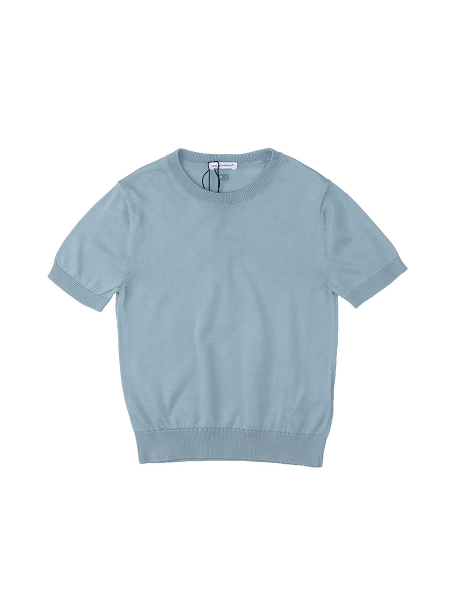 Dolce&Gabbana 灰蓝色圆领短袖卫衣