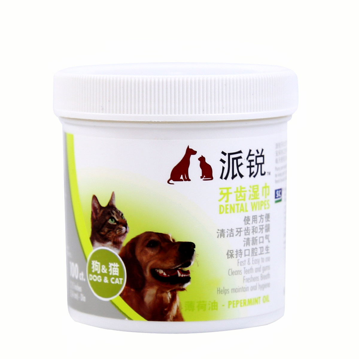波奇网 宠物湿纸巾 派锐猫狗用牙齿湿巾100片70g 宠物用品 狗湿巾