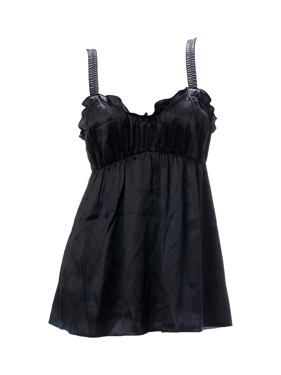 Dolce&Gabbana 黑色荷叶边吊带睡裙