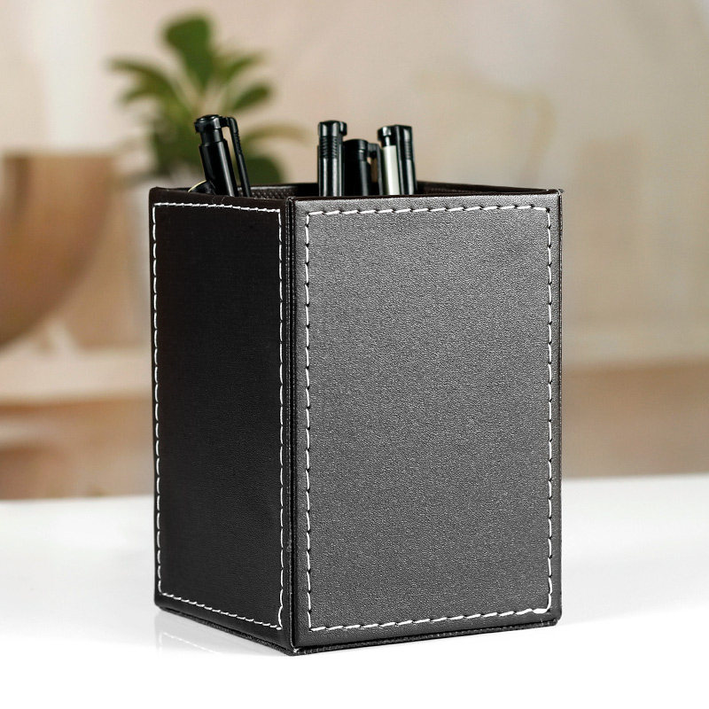 Meishang high-grade leather pen holder Pen holder Creative multi-functional stationery storage seat Business office gift