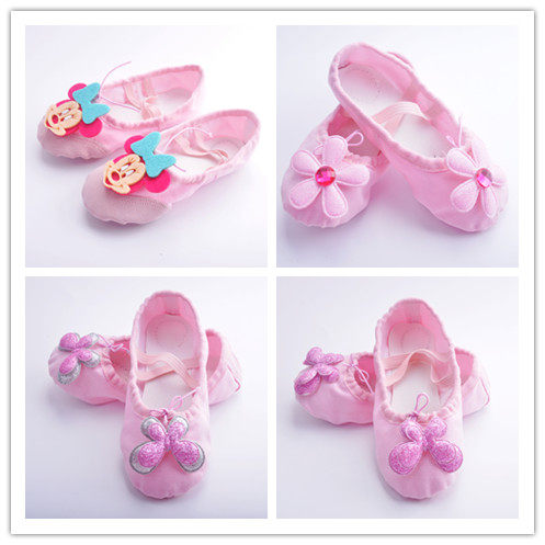 Butterfly Knots Soft-bottom Dance Shoes Children Practice Ballet Girls Performances Dancing Shoes Performance Body Base Shoes