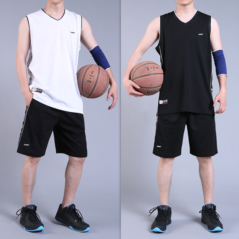 运动服套装男士夏季无袖背心短裤男大码纯棉宽松篮球衣男短袖汗衫