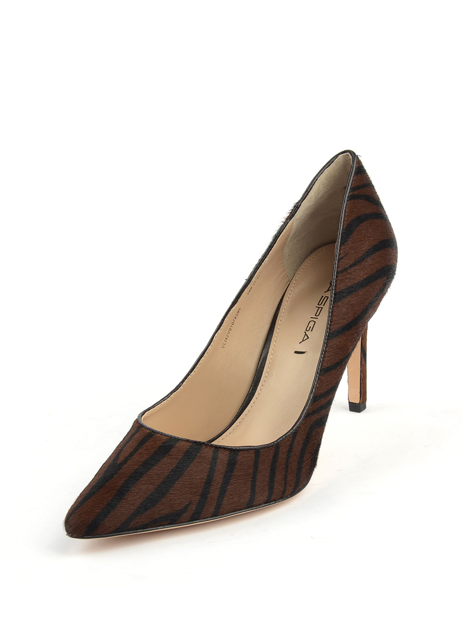 Via Spiga|咖啡色斑马纹尖头高跟鞋