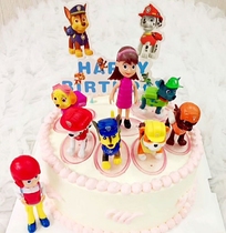 Scene cake decoration ornaments Dog plane animation set ornaments Birthday cake decoration 8 dolls