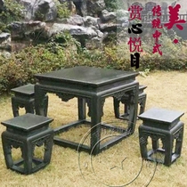 Natural Green Stone Stone Sculptures Antique Round Table Courtyard Home Stone Table Stone Bench Villa Park Swing Piece Decorated Table Chairs