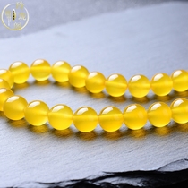 DIY semi-finished products loose beads yellow agate beads ball beaded bracelet necklace hand woven accessories men and women bracelet