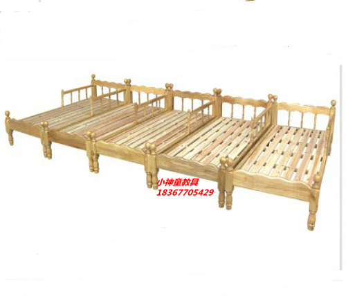 Manufacturer Direct Selling Kindergarten Children Special Bed Baby Bed Toddler Cot Children Log Single Wooden Bed Removable