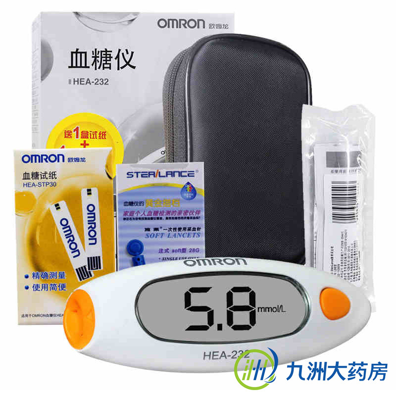 欧姆龙血糖仪HEA-232 电子血糖测试仪家用正品送血糖试纸棉球