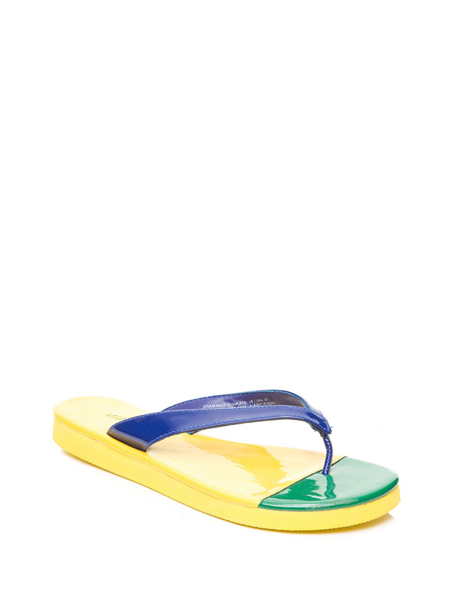 Nine West/玖熙 蓝绿黄撞色人字拖