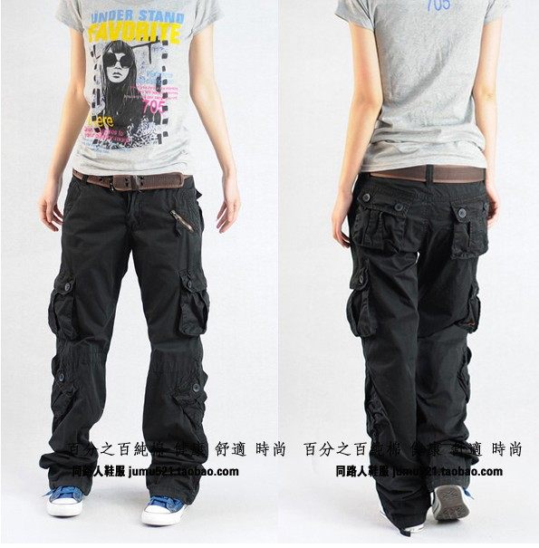 Autumn and winter Korean version of the overalls women's hip-hop hip-hop pants loose casual pants trousers sports pants casual pants trendy