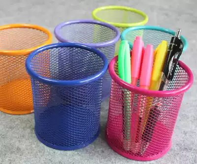 Office supplies hollow metal color Flower Net square pen holder multifunctional creative round Pen Holder