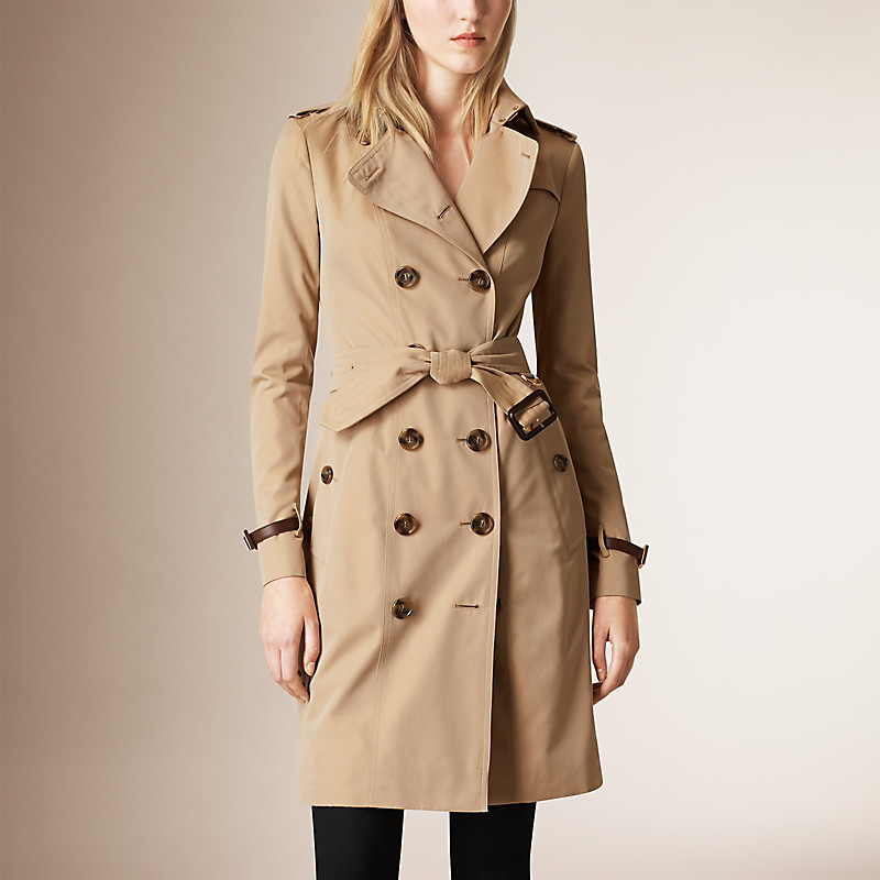BURBERRY/博柏利皮革装饰棉质嘎巴甸 Trench 风衣 39827491