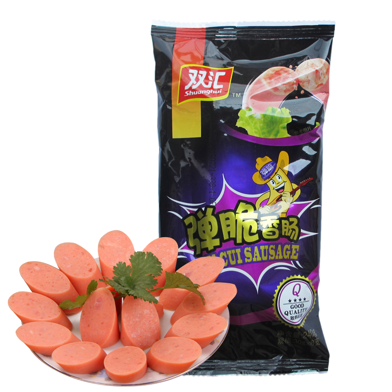 【天猫超市】双汇火腿肠弹脆香肠零食品小吃30g*8/袋配方便面饼干