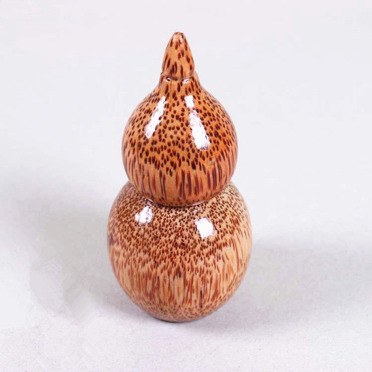 Coconut Wood Gourd Toothpick Holder Solid Wood Engraved Toothpick Box Wood Toothpick Cylinder Wood Carved Toothpick Holder