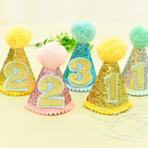 Children party sequilie hat baby full moon hundreds of days banquets dressed up for birthday hat creative little pointed hat