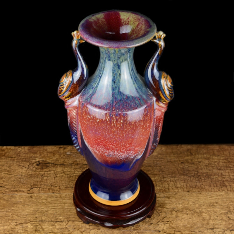 Archaize peacock blue vase Chinese jingdezhen ceramics sitting room ark, creative retro furnishing articles ornaments