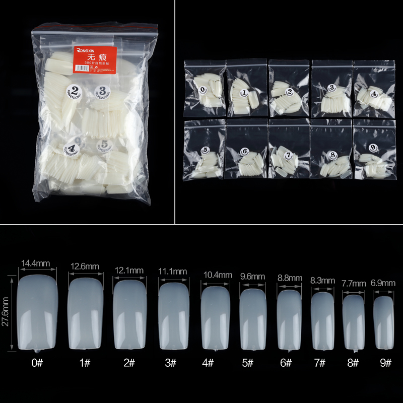 SIOUX/斯欧雪美甲甲片延长指甲常用贴片假甲片 无痕500片自然全贴