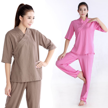璐依兰瑜伽服女套装夏季居士服女套装棉麻中国
