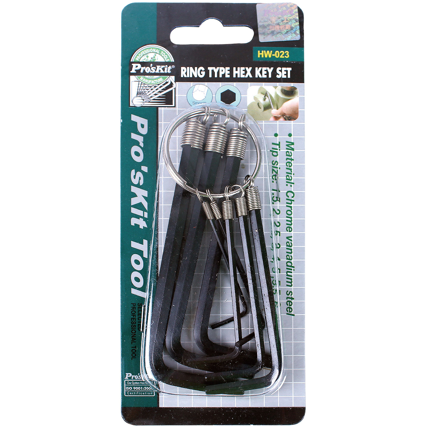 Taiwanese treasure worker Proskit HW-023 plated black chrome O-ring hexagonal wrench set (8 sets) original dress