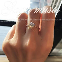 6 móng vuốt cổ điển đơn giản 1 carat mô phỏng nhẫn đính hôn kim cương cầu hôn cô dâu nhẫn cưới nữ nhẫn cặp pnj
