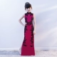 Cô gái mới mặc váy sườn xám mỏng kiểu Trung Quốc ren catwalk trang phục trẻ em thời trang cổ áo màu đỏ hồng - Váy trẻ em