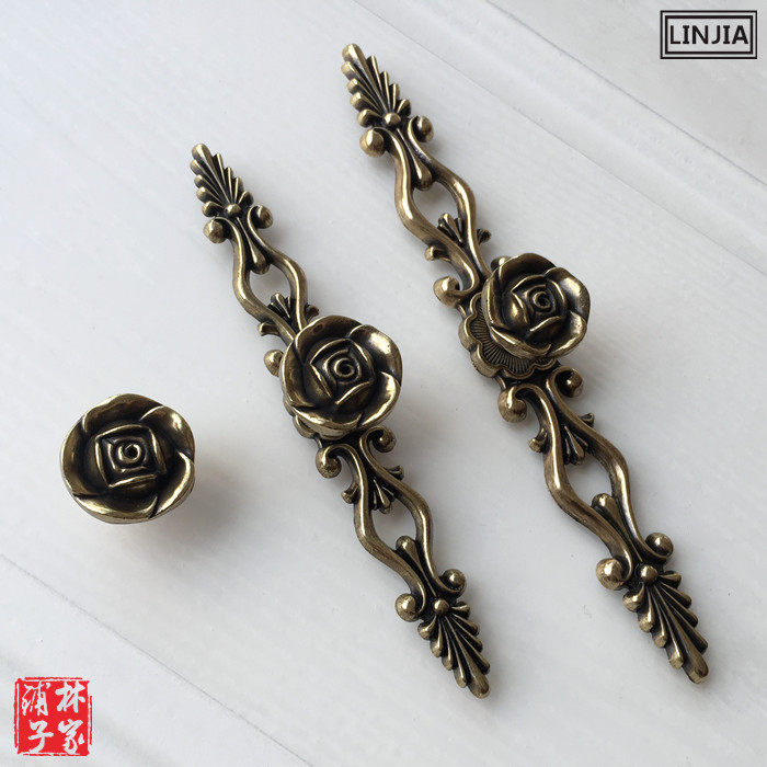 Rose bronze made old European antique wardrobe door drawer handle simple furniture pastoral handle M3346
