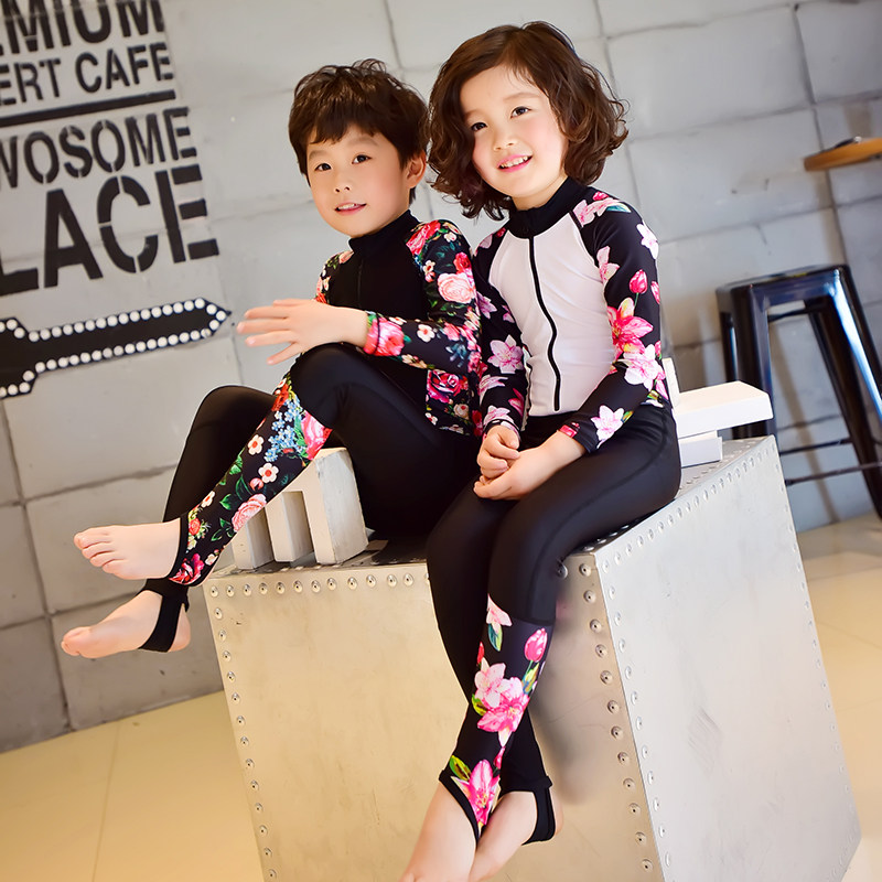 Large size children swimsuit with long sleeves long sleeves long pants sunscreen speed dry girls CUHK Boy Water Jellyfish Spa Swimsuit