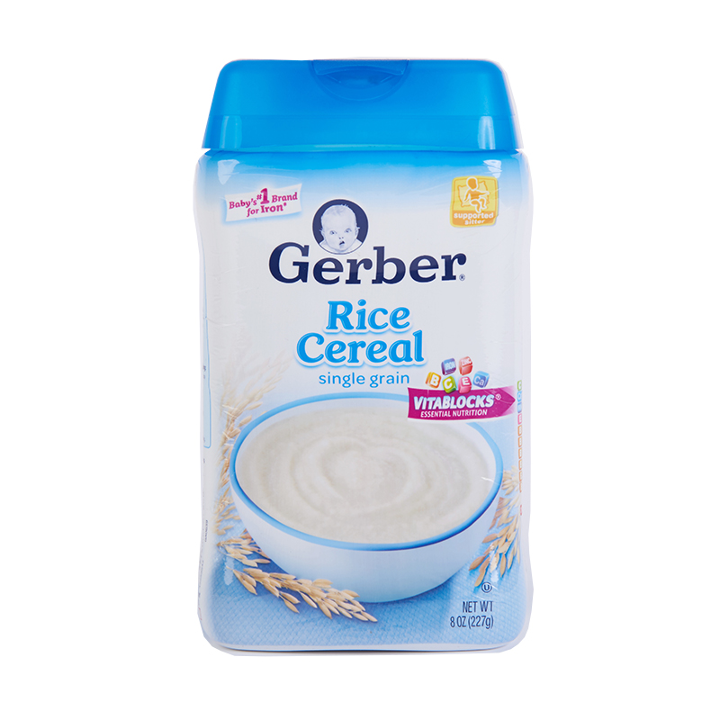 美国Gerber嘉宝1段纯大米粉454g进口宝宝辅食婴儿营养米糊大罐