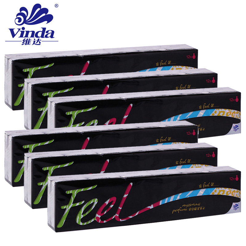 维达FEEL系列V0136手帕纸4层7张12包装纸巾×6条(黑色魅惑香)