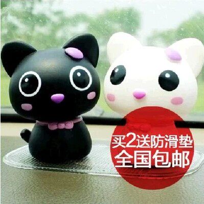包邮可爱摇头萌猫咪摆件公仔汽车内饰用品 kitty汽车饰品卡通创意