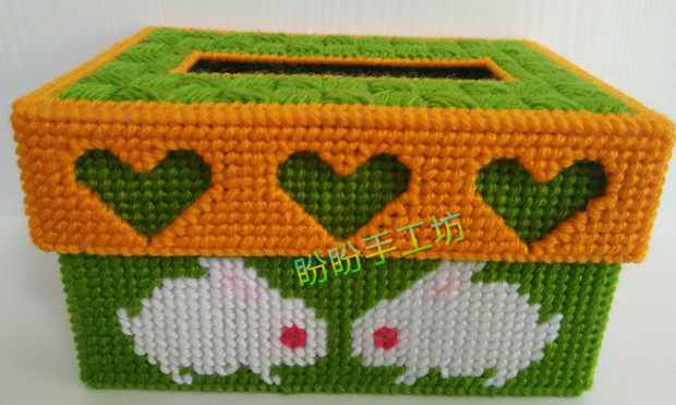 Solid embroidery 3D cross embroidered living room Bedroom cartoon Cartoon Toilet Paper Box Series Foto Rabbit box Material bag