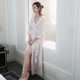 Liu Meiren Weifang áo ngủ lụa nữ mùa thu và mùa đông dài thêu nhà dịch vụ dài tay áo choàng tắm gợi cảm - Night Robe đồ ngủ lụa Night Robe