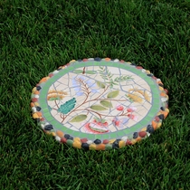Villa courtyard decorations ornaments outdoor garden pedals Tingbu stone creative hand-painted ceramic mosaic footstone