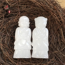 Natural jade Boy boy girl ornaments Golden boy jade small ornaments Sacrificial funerary products Funeral supplies