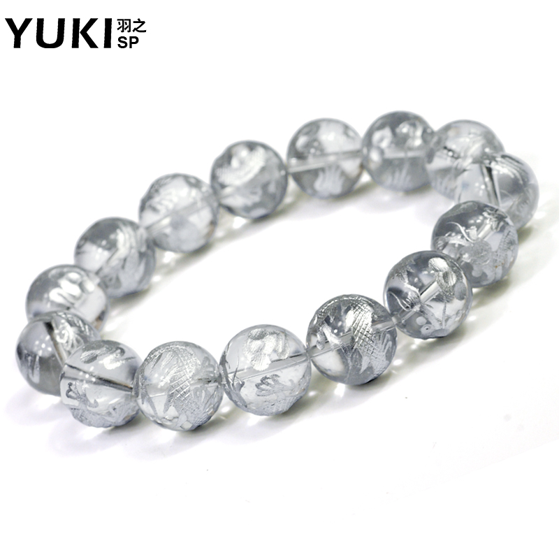 YUKI天然白水晶鸿运龙珠手链男款饰品开运手串生日礼物