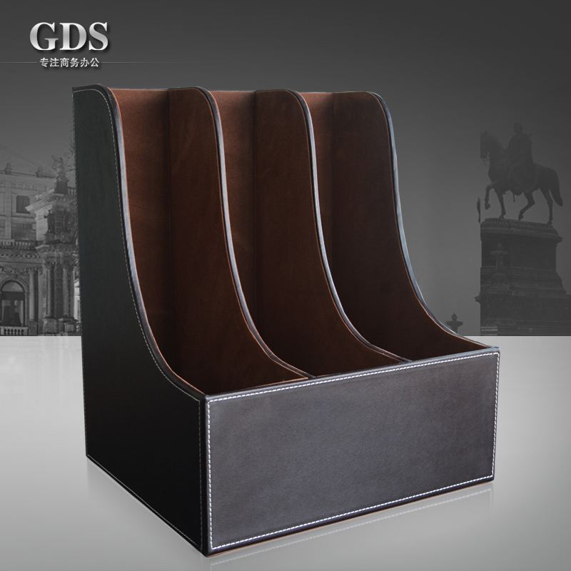 High-grade business leather curved triple desktop file frame seat frame storage basket Office supplies specials
