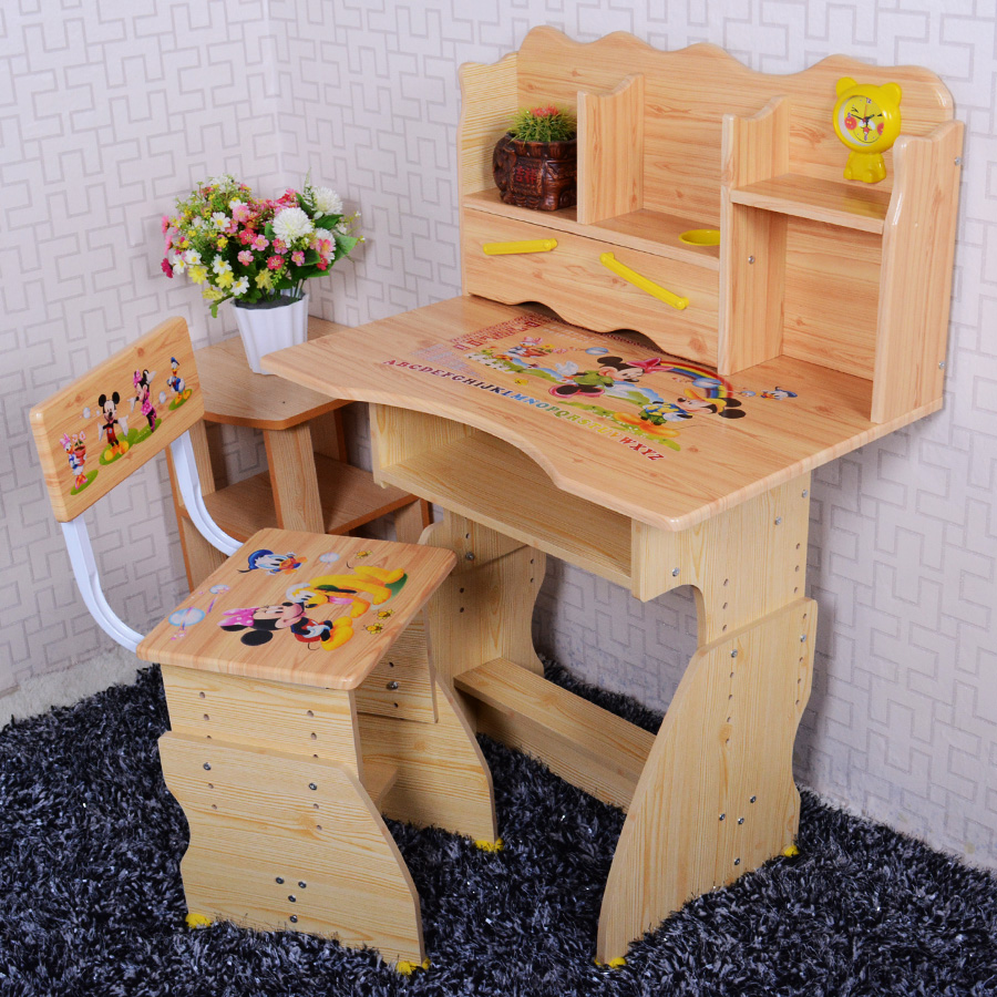 Writing table can lift desk environmentally friendly children student classroom chair package Solid wood children learning table gift