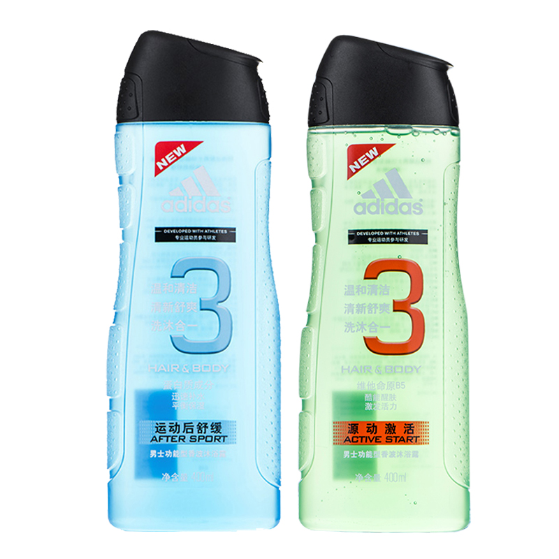 阿迪达斯男士洗发沐浴二合一沐浴露400ml*2 源动激活+运动后舒缓