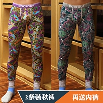2 pairs of autumn pants mens single piece mens autumn pants thin cotton youth warm line pants cotton leggings slim tide