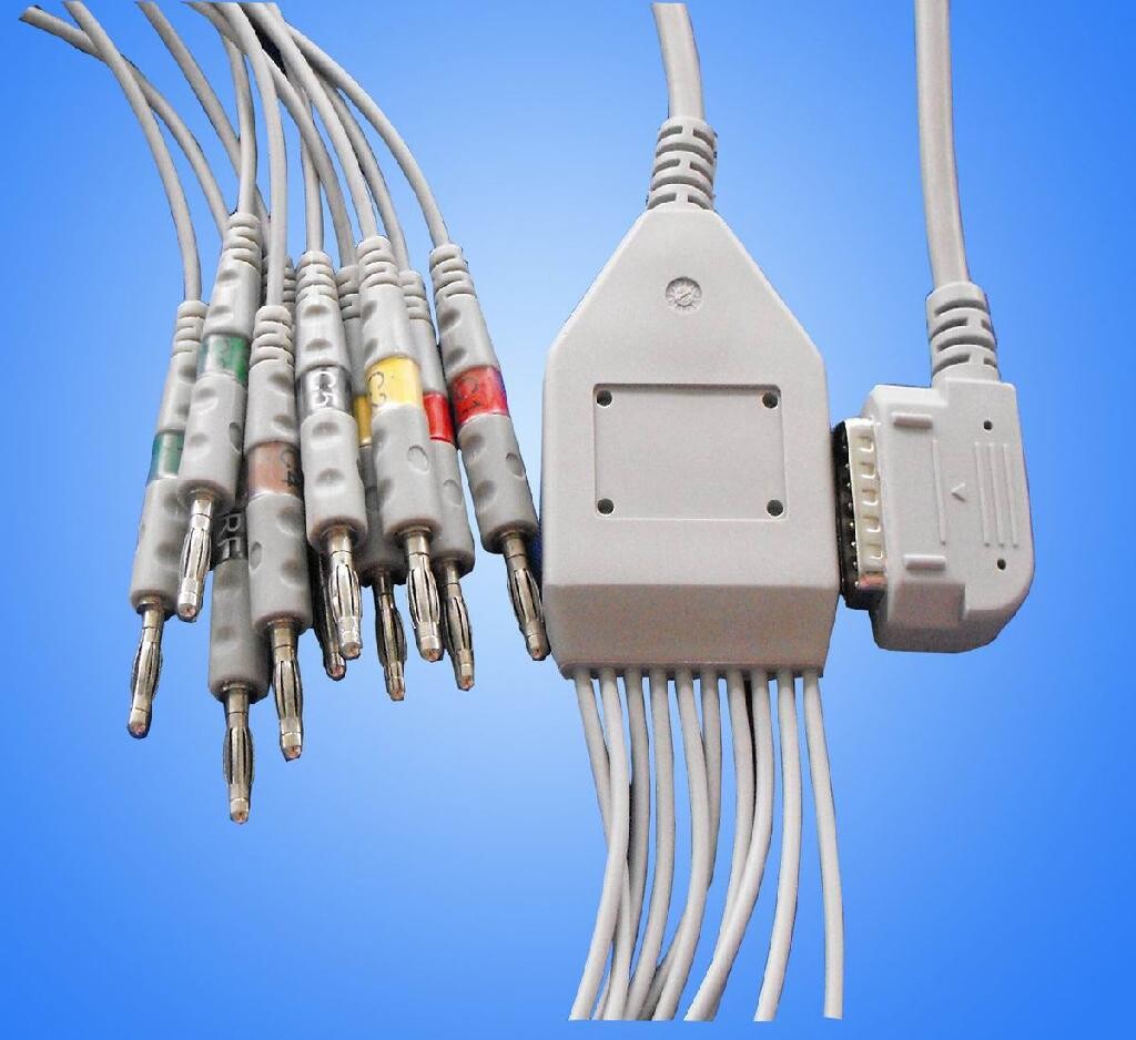 适用兼容铃谦心电图机十二导联线/KANZ109/ECG108