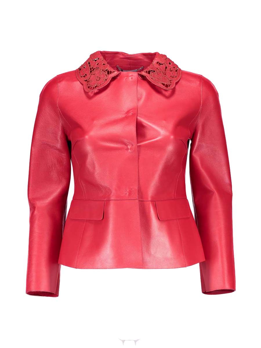 Dolce&Gabbana 红色钩花拼接领修身外套