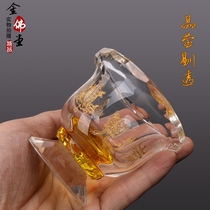 For fasting bowl Small cup for tribute bowl Crystal high-foot water cup hidden eight auspicious seven gem bowl pendulum