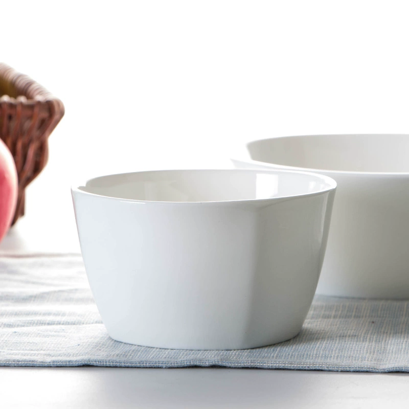 Bone China Bowl Gia đình Rice Bowl Soup Ceramic Bát mì ăn liền Bát salad Sáng tạo Bát vuông Món tráng miệng Ramen Bát bộ đồ ăn - Đồ ăn tối