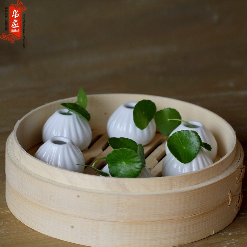 Jingdezhen ceramic hand kneading steamed stuffed bun flower implement creative desktop furnishing articles ceramic indoor meaty plant flowers, flower arranging
